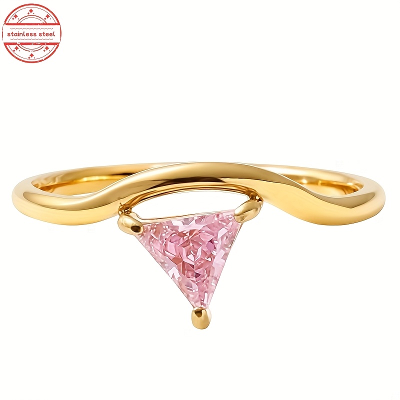 Fashion Elegant December Stainless Steel Triangle Ring